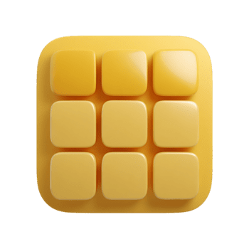 Yellow rounded squares menu interface, simple style on transparent background png