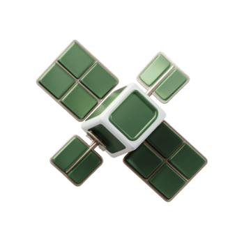 verde geometrico rotante elemento con piazze e cubo su trasparente sfondo png