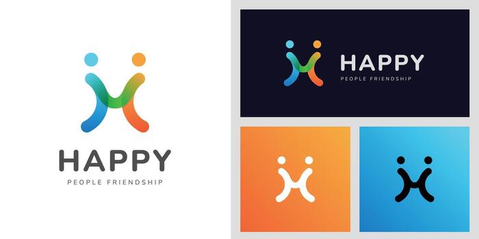Happy People Friendship Logo Design with Abstract Smiling Partner Symbol Represents Joy, Connection, and Collaboration Graphic Concept for Community, Social, and Teamwork Branding vector