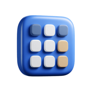 Minimalist blue app menu button interface design element on transparent background png