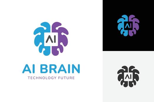 ai cerebro logo icono diseño con circuito elementos para artificial inteligencia, tecnología Inauguración, ai compañías, neural redes, innovación marca, y futuro tecnología vector