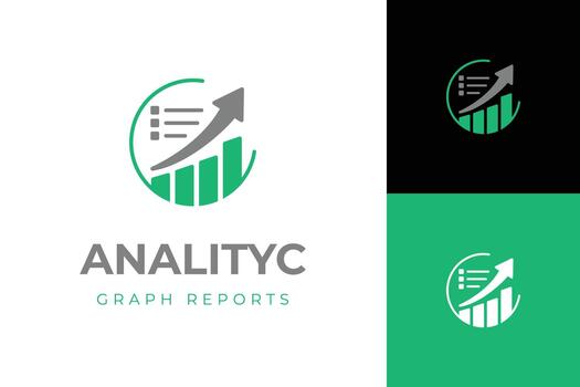 Bar Chart Analytics Logo Design with Up Arrow for Business and Data Growth vector