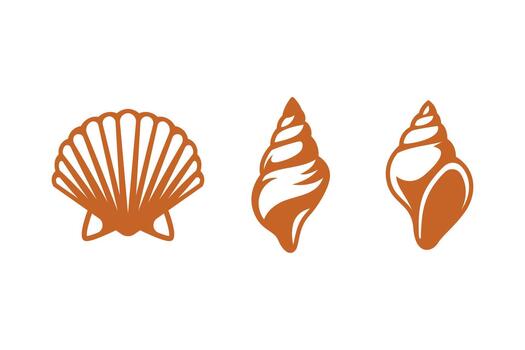 Sea Shell graphic Icon Set with Scallop and Conch Shell Graphic Elements for Beach, Marine, and Coasta Illustration design vector