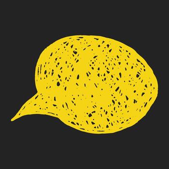 Crayon text box speech bubble in bright yellow with jagged sketch edges. Naive hand drawn lines. Chalkboard empty for writing. vector