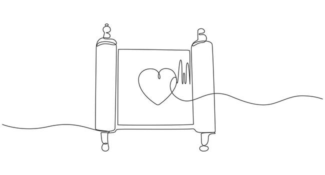 Continuous Line Heartbeat on Scroll, vector