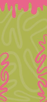 single vertical abstract background featuring green and pink organic swirl shapes with dripping edges. vector