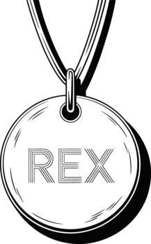 Dog Tag With Rex Name On White Background pet tag name tag vector