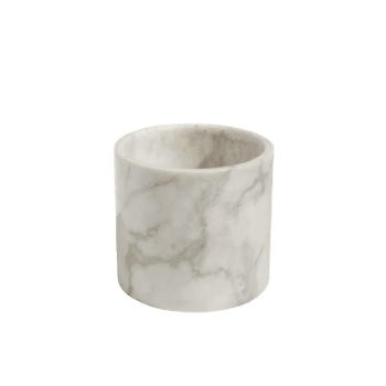 White Marble Cylinder With Grey Veining Empty Open Container Isolated Transparent Background Transparent Background png