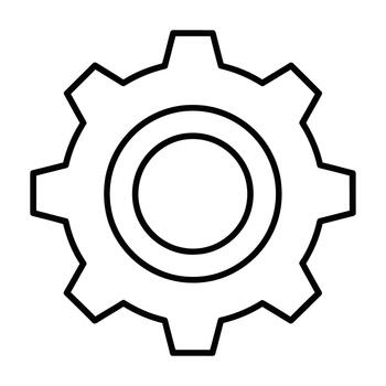Gear Mechanism Icon Symbol Technology Machine Part Industrial Engineering Concept Mechanical Component Simple Outline Graphic Element Tool Industry Machinery Precision Development vector