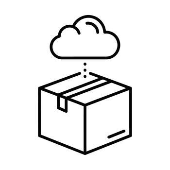 Cloud Data Storage Icon For Shipping Box Delivery Service Logistics Information Transfer Downloading Uploading Digital Package Transfer Online Order Fulfillment Package Tracking Network vector