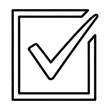 sencillo cheque marca icono dentro cuadrado frontera contorno gráfico símbolo sencillo limpiar diseño elemento para aprobación éxito confirmación elección selección tarea terminación opción selección vector