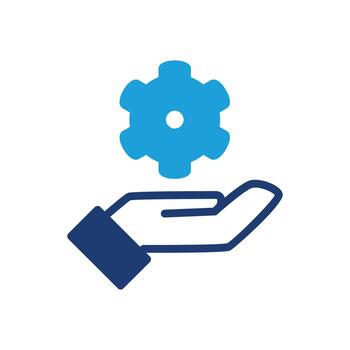 mano recepción un engranaje de colores icono diseño bueno para web o móvil aplicación vector