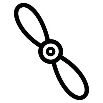 Simple black propeller icon, representing rotation, movement, aviation, wind energy, and mechanical power in a clean, minimalist design for various creative projects vector