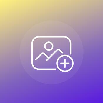 add image, photo icon in line design vector