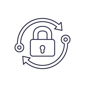 contraseña Reiniciar icono con un cerrar con llave, línea vector