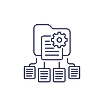 classification line icon with folder and documents vector