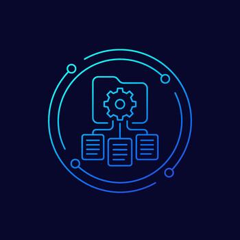 classification icon with folder, data management, linear design vector