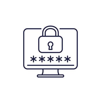 secure login line icon with password and lock vector