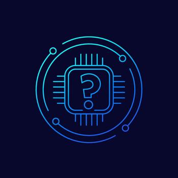 desconocido hardware icono con un pastilla, lineal diseño vector