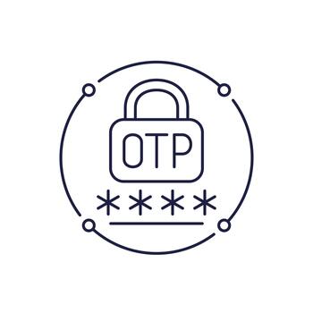 OTP verification line icon, one-time passcode vector