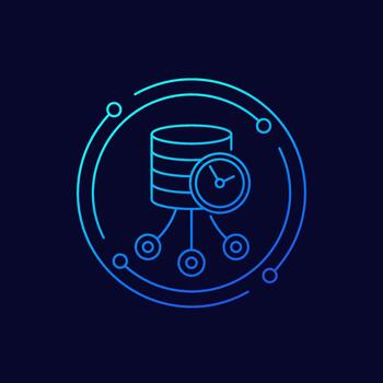 real time data icon, linear design vector