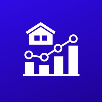 Housing market icon with graph for web vector