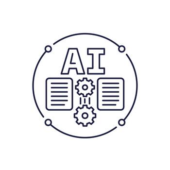 AI for DMS line icon, data management and classification vector