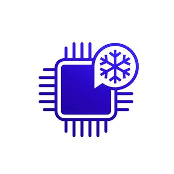 Cold cpu icon, processor or chipset cooling vector
