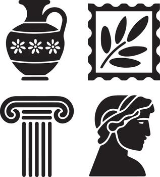Elegant graphics representing classical Mediterranean civilization and architecture elements. vector