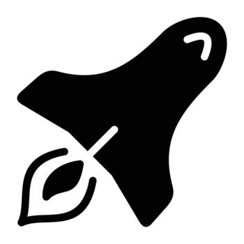 Abstract Rocket Launch or Fast Departure Icon. Black Glyph Symbol of a Stylized Rocketship with Flame, Representing Speed, Startup, Innovation, and Space Travel for Technology and Business vector
