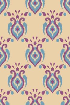 Ikat Pattern, Simple Medallion Seamless Print, Sweet Boho Fabric vector