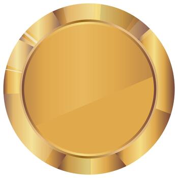 template of a gold coin or medal with a metallic texture with a gold gradient without text, for quality marks, awards or certificates vector