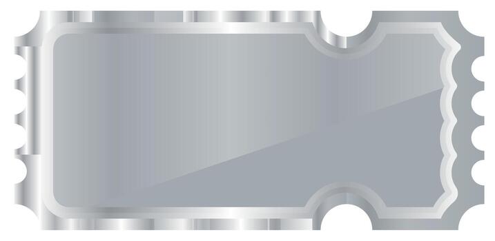 mockup template of a silver ticket with realistic metal texture and silver gradient, for premium certificates, luxury invitations or VIP events vector