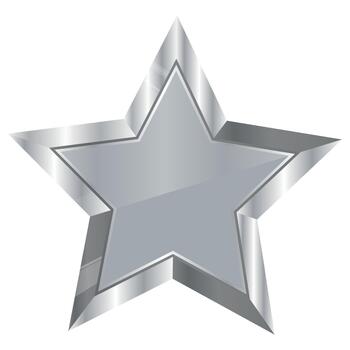 icon template of a silver star with a metal texture and a silver gradient without labels and text, for awards, achievements or rating icons vector