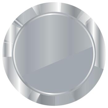 template of a silver coin or medal with a metallic texture with a silver gradient without text, for quality marks, awards or certificates vector