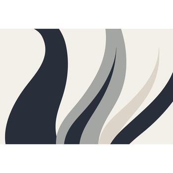 Abstract black and cream curved shapes symbolizing movement, harmony, and creative flow with minimal balance and contemporary artistic rhythm vector