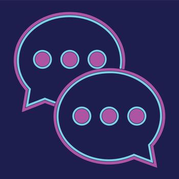 dos superposición habla burbujas con puntos dentro en un oscuro azul antecedentes comunicación conversacion vector