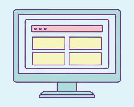 Computer screen displaying a web page layout with content blocks and navigation dots monitor vector