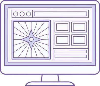 Stylized Computer Screen Displaying Web Page Layouts and Graphics vector