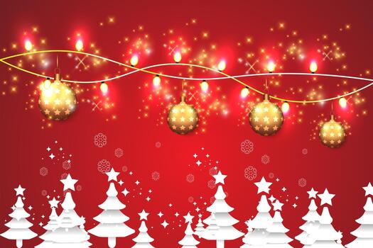 Christmas background with christmas tree and lights. Illustration. for banner, web design template, flyer card, greeting card, background calendar vector