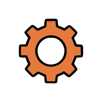 Modern Flat Style Gear Icon for User Interface Preferences and Tech Customization vector
