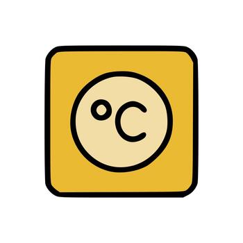 Temperature Measurement Icon in Celcius with Simple Modern Design and Beige Center Circle vector