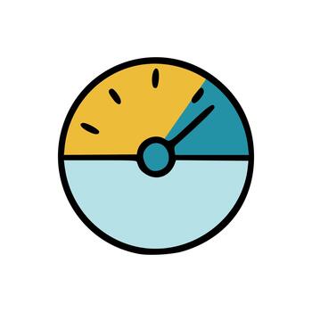 Hand-Drawn Circular Indicator Icon Representing Speed, Level, or Performance Meter vector