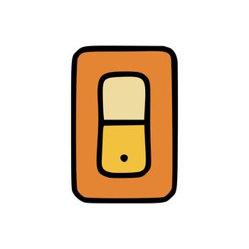 Minimalist Flat Icon of Toggle Light Switch in Orange Frame with Beige and Yellow Button vector
