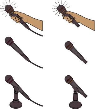 Set of illustration microphone with stand graphic design on white background vector