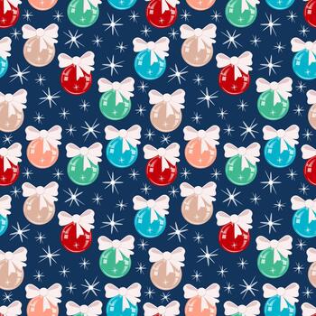 un modelo de un de multicolor vaso Navidad árbol pelotas con arcos vector