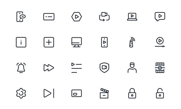 Minimal Playback and Media Control Icon Set for Clean Interface Design, App Controls, and UX Workflows vector
