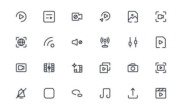 Clean Playback and Media Control Icon Set for Minimal Interface Design, Media Apps, and UX Workflows vector