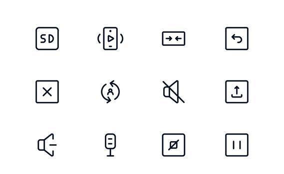 Modern Playback and Media Control Icon Set for App Interfaces, Streaming Tools, and Audio-Visual Design vector