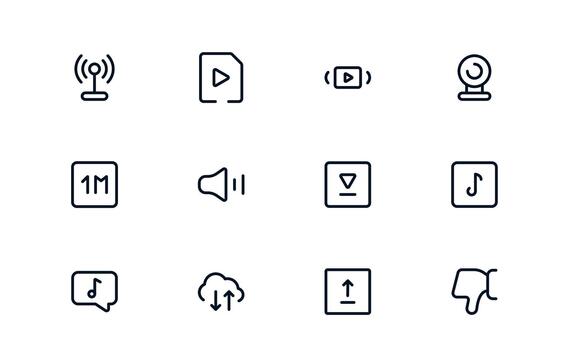 Minimal Playback and Media Control Icon Set for Clean App Interfaces, Digital Media, and Streaming UX vector